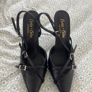Chase + Chloe Black Strappy Heels